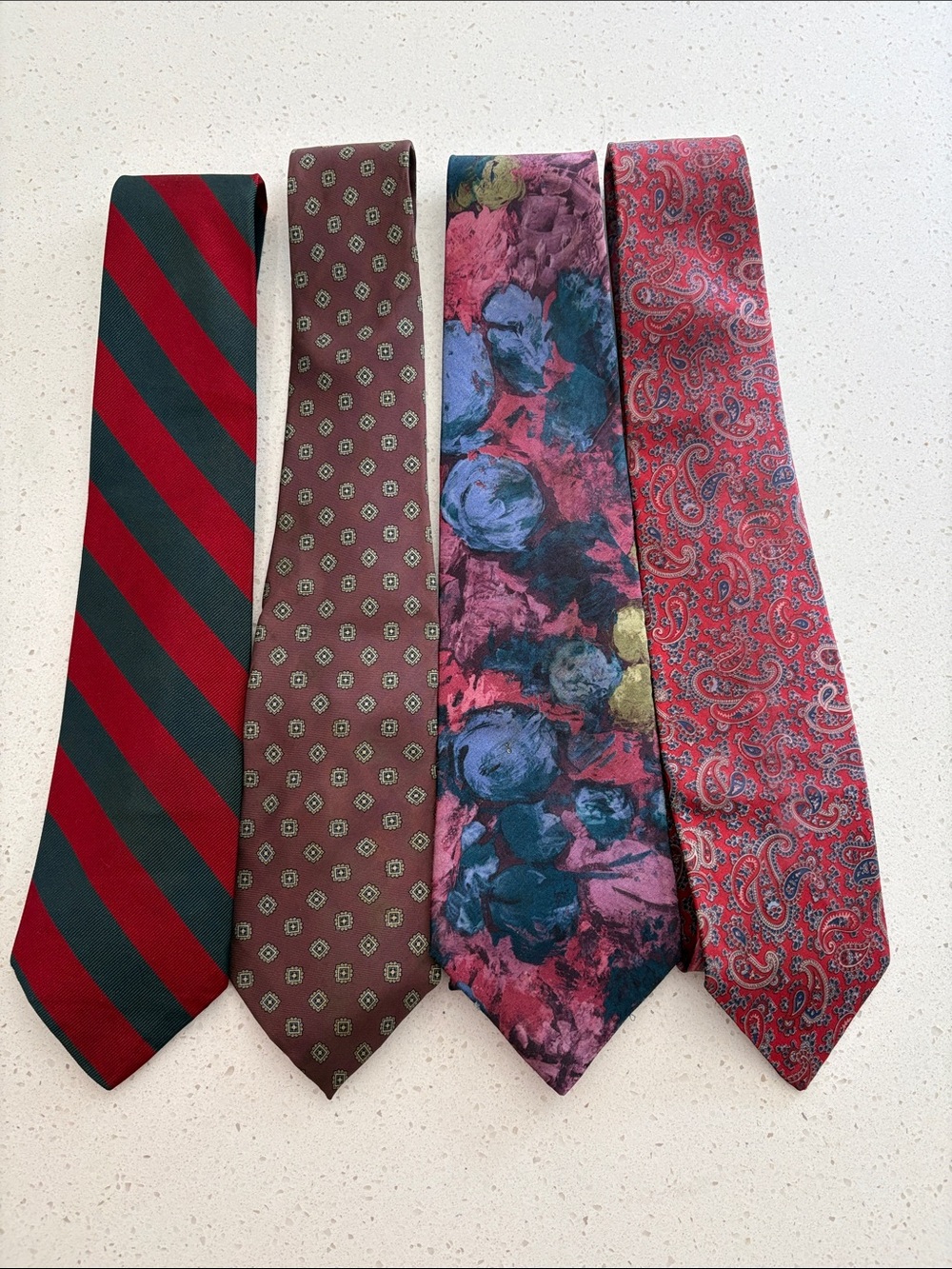 Men's Floral and Paisley Red-Neutral Silk Tie Collection